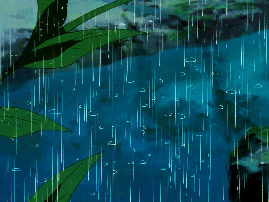 落在小溪里的雨动画图片:下雨