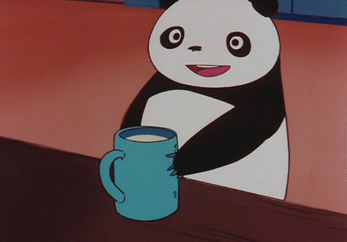卡通熊猫喝水gif图片
