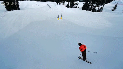 滑雪运动员在高山上做危险动作GIF图片