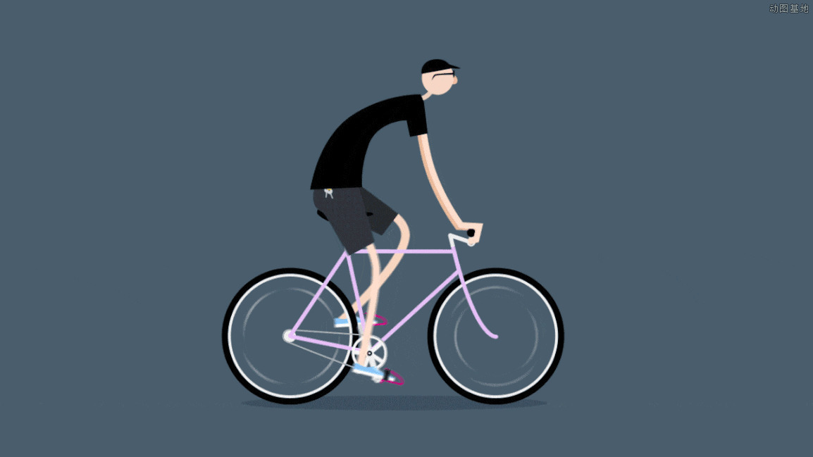 瘦高个的卡通男孩骑自行车GIF图片:自行车