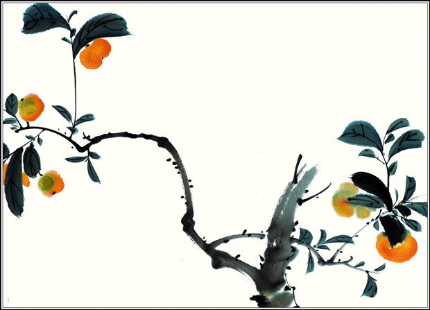 落在树枝上的麻雀水墨画GIF图片:麻雀