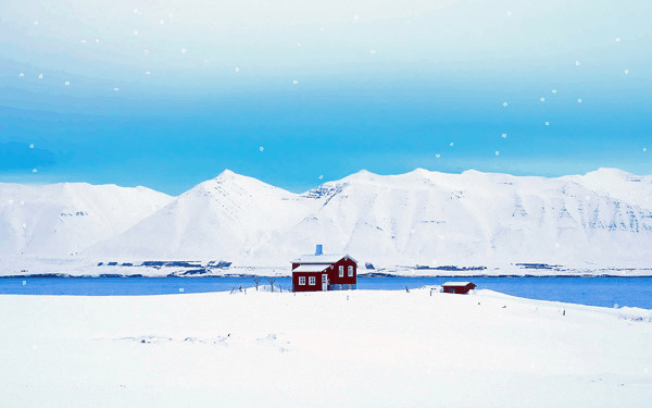 迷人的冰岛冬雪日闪图:雪景