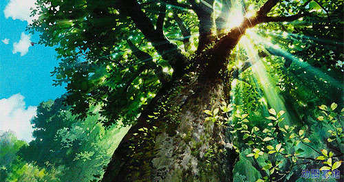 卡通大树遮挡着阳光gif图片:阳光
