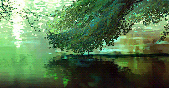 树叶抚水GIF图片:风景