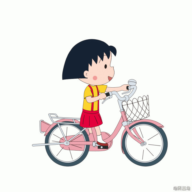 小个子卡通小孩骑自行车gif图片:自行车