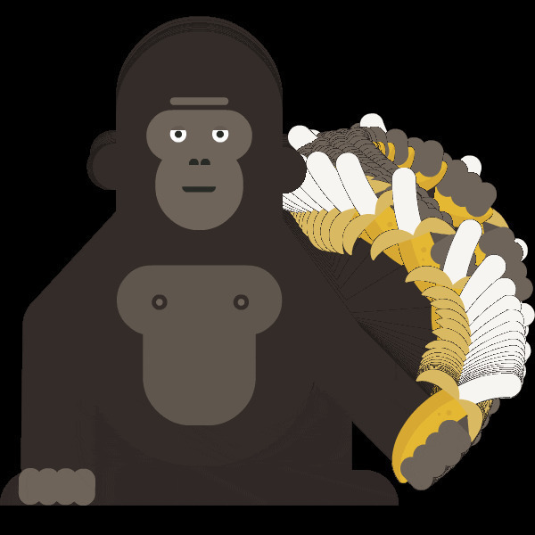 动漫猴子吃香蕉GIF素材:猴子