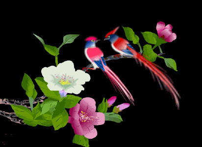 两只鸟儿枝头交谈动画图片:小鸟,树枝