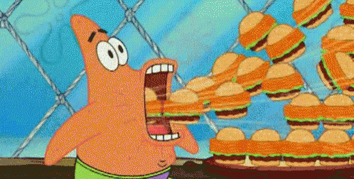 吃汉堡的派大星GIF图片:汉堡,派大星,吃东西