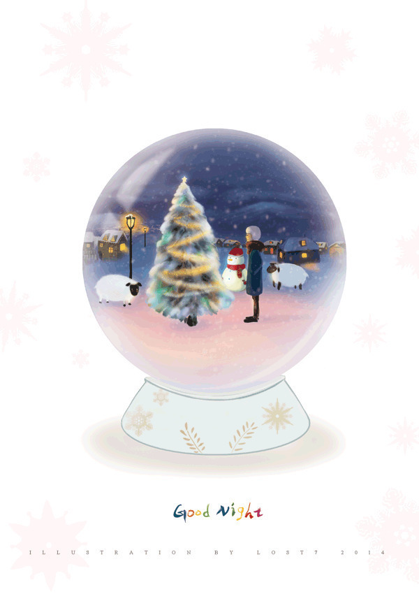 水晶球里的冰雪世界动画图片:水晶球