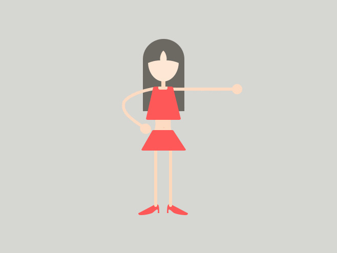 卡通女孩扭腰跳舞GIF素材:跳舞