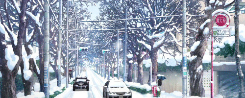 雪天道路行车动画图片:下雪,雪景