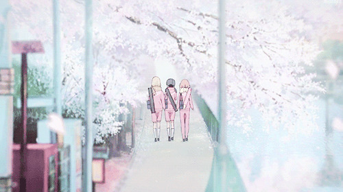 三姐妹同行动画图片:花落,樱花