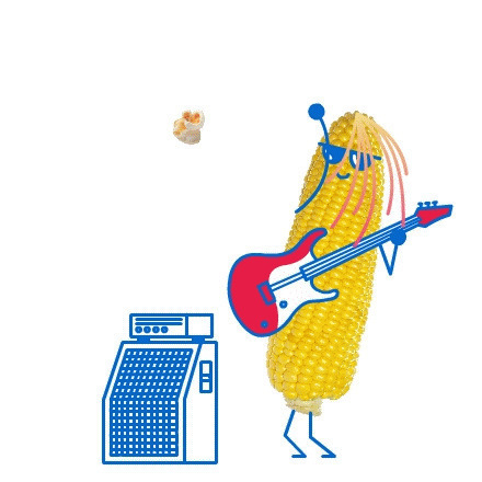 疯狂的卡通玉米弹奏吉它gif图片:玉米