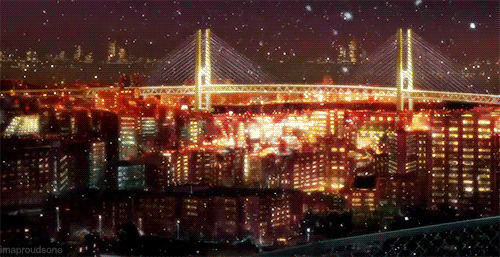 都市飘雪夜景GIF图片