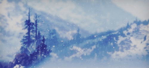 唯美雪山落雪GIF图片