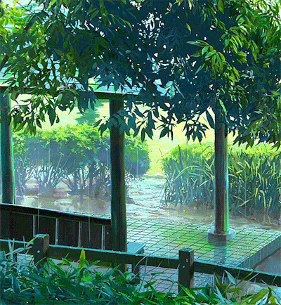 一场雨中美景动画图片:下雨,雨水