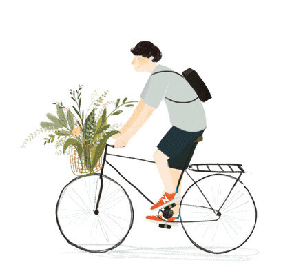 骑单车购物归来动画图片:骑车