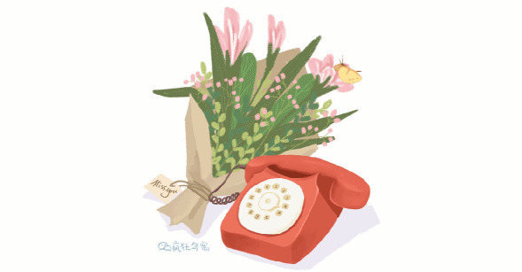 一束鲜花和电话机GIf素材