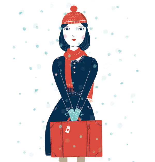 雪天回家的女人动画图片:下雪,回家