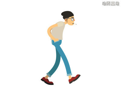 卡通人物走路抽烟GIF素材:抽烟,走路