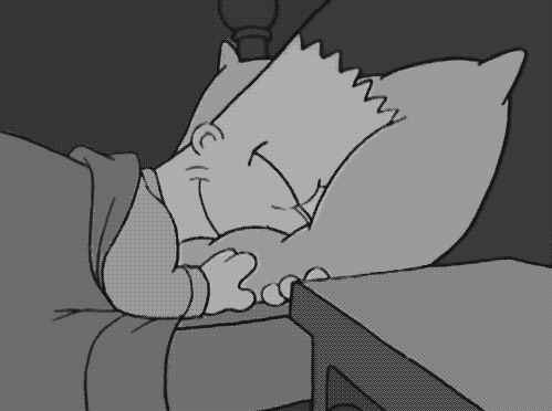 卡通小孩睡觉被闹钟吵醒gif图片