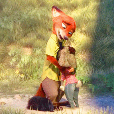 卡通动物的拥抱gif图片:拥抱,狐狸