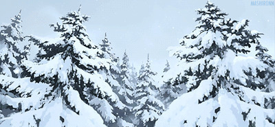大雪封山松树上落满了白雪gif图片