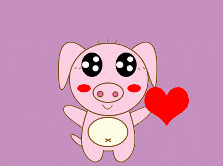 小猪猪的爱心动画图片:爱心,猪猪