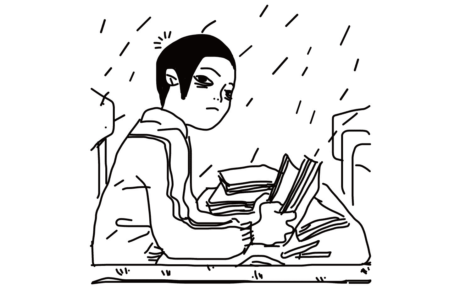 漏雨的教室动画图片:漏雨,下雨