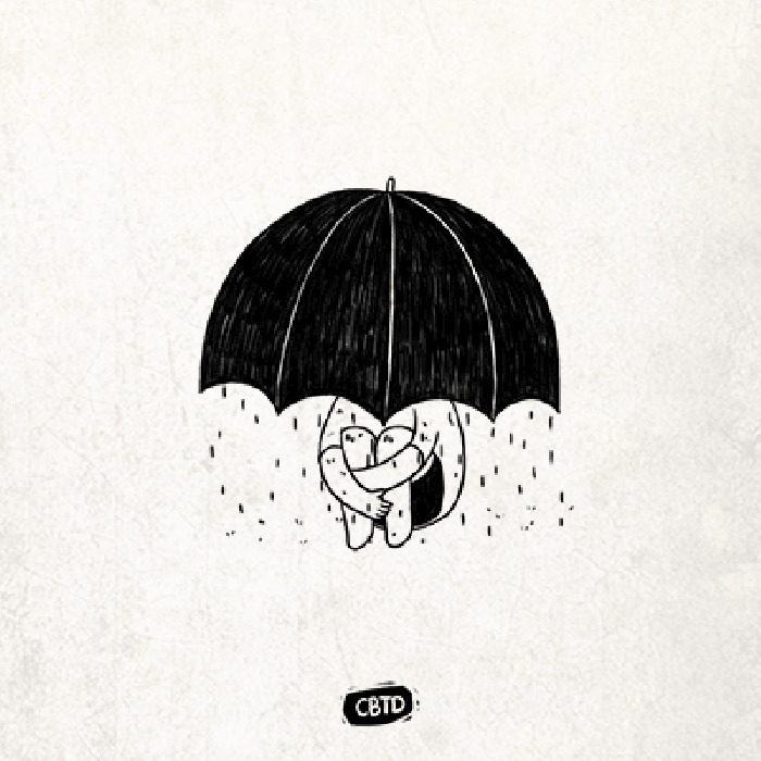 走不出自己的小圈圈动画图片:下雨,撑伞