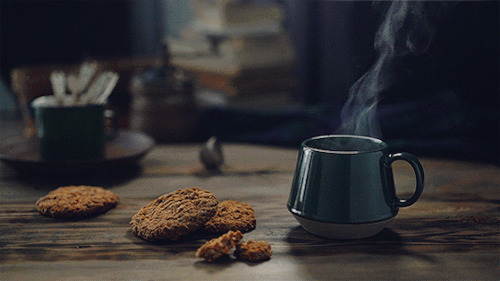 点心和热咖啡动态图片:咖啡,点心