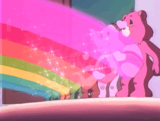 照耀动物们的七彩虹动画图片:彩虹