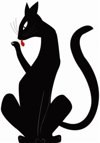 舔爪子的黑猫动态素材图片:猫猫