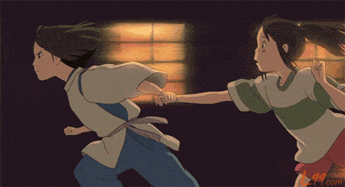 卡通小男孩拽着女孩疯狂的奔跑gif图片:奔跑,牵手