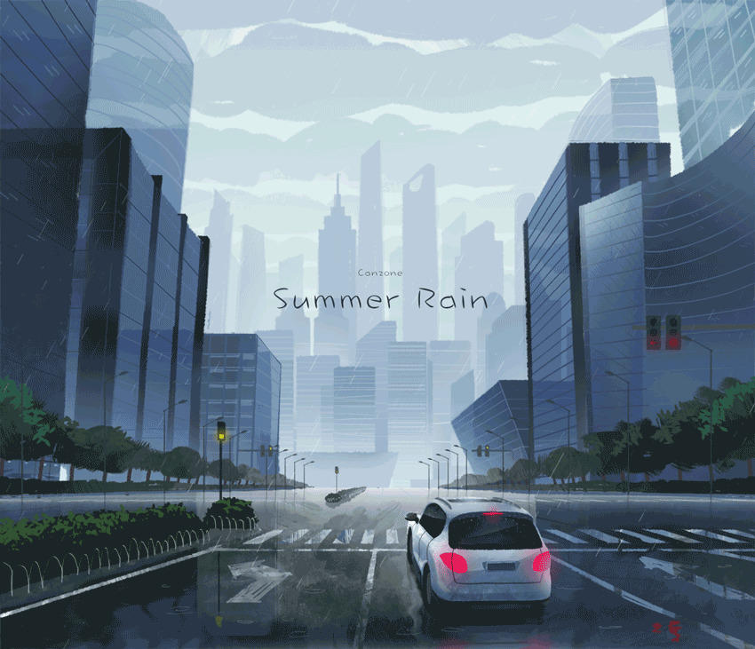 下雨的街头动画图片:奔跑