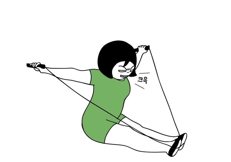 卡通少妇在家用力的锻炼身体gif图片