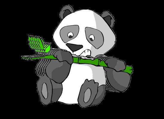 一只可爱的卡通熊猫啃竹子吃gif图片