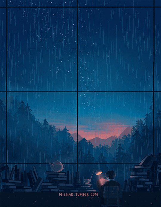 落地窗前看黄昏后的雨gif图片