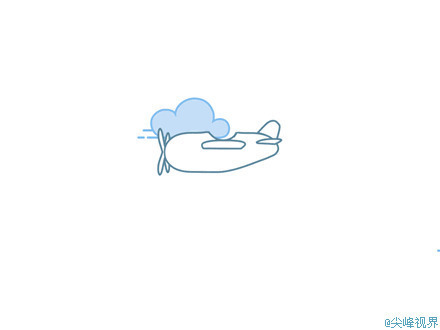 一架卡通小飞机在云彩上摇摇晃晃的飞行gif图片:飞机