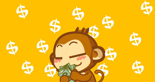 可爱的卡通小猴子数钱gif图片