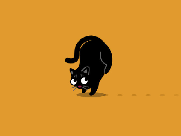 一只可爱的小黑猫用前爪子走路gif图片
