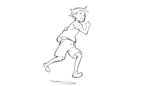 一位卡通小孩不停的奔跑gif图片