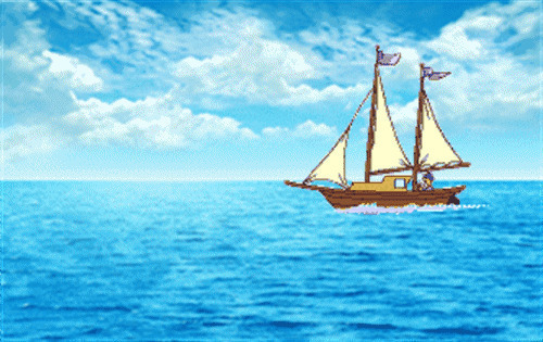 汪洋中的小帆船动画图片:帆船
