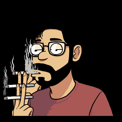 戴眼镜的卡通大叔大口的抽烟gif图片:抽烟