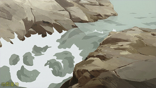 海浪冲刷着岩石动画图片:海浪,流水
