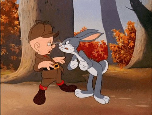 卡通小孩子与兔八哥吵架GIF图片:兔八哥