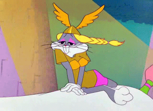 卡通兔八哥打扮的花枝招展的样子GIF图片:兔八哥