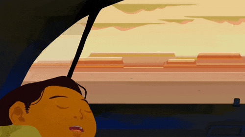 坐在车里睡大觉动画图片