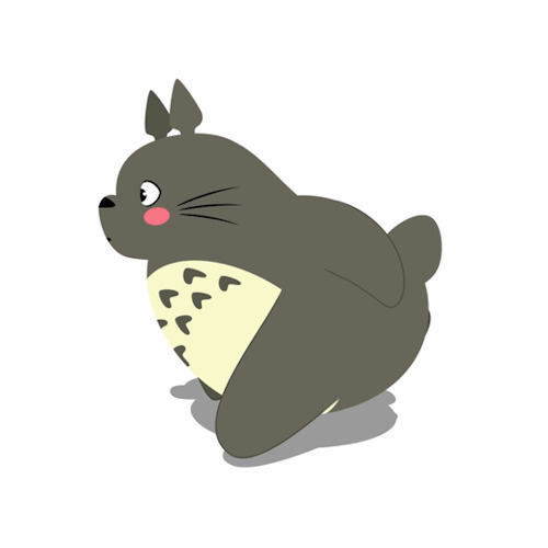 卡通龙猫拽着肥胖的身子跑步GIF图片:龙猫