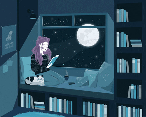 窗前的月光下看书动画图片:看书